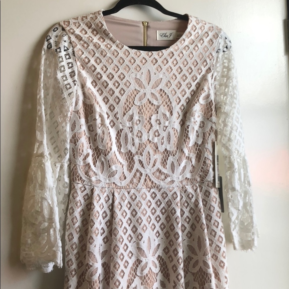 Eliza J Bell Sleeve Fit & Flare Dress in White